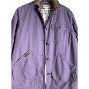 Vintage LL Bean Barn Jacket Chore Coat Womens Medium Purple Corduroy Collar